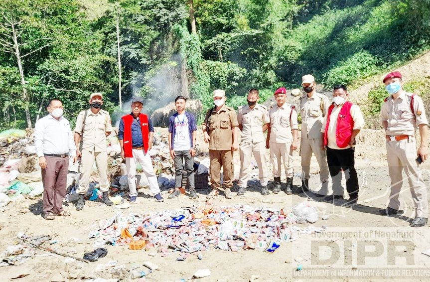 Tobacco products seized during enforcement drive of COTPA 2003 in Mon Town on July 22. (DIPR Photo)